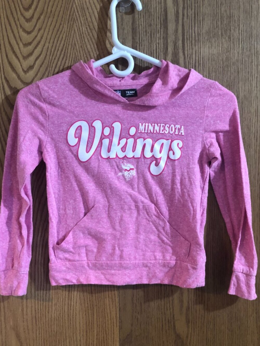 NFL Girls Size 6/6X Pink Minnesota Team Hooded Sweatshirt